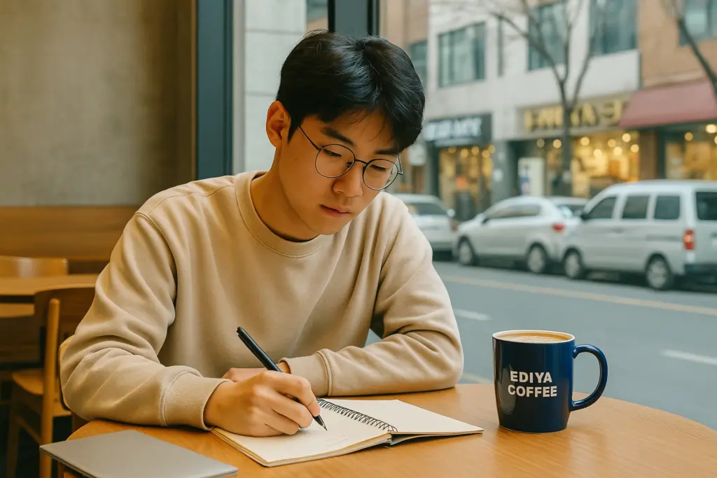 Korean student studying at Ediya