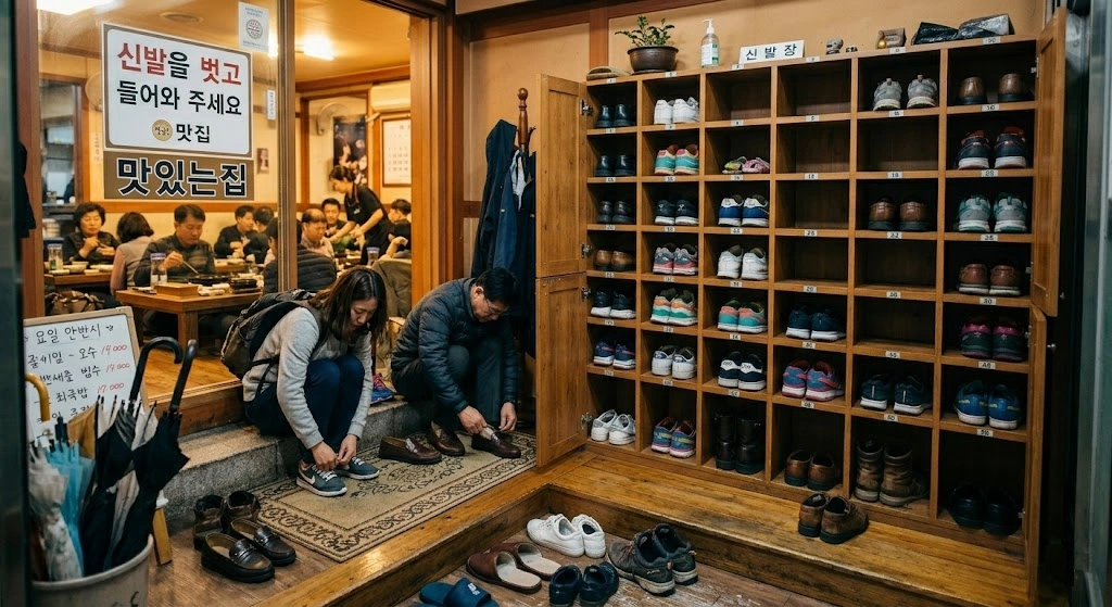 Korean restaurant shoe rack